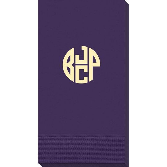 4 Initial Rounded Monogram Guest Towels